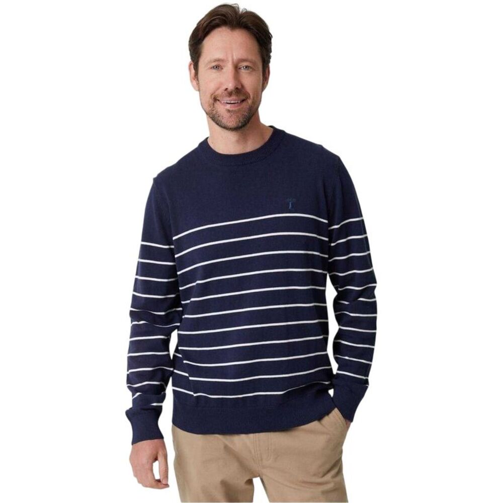 Joules Mens Stripe Regular Sweatshirt / Navy/Ecru